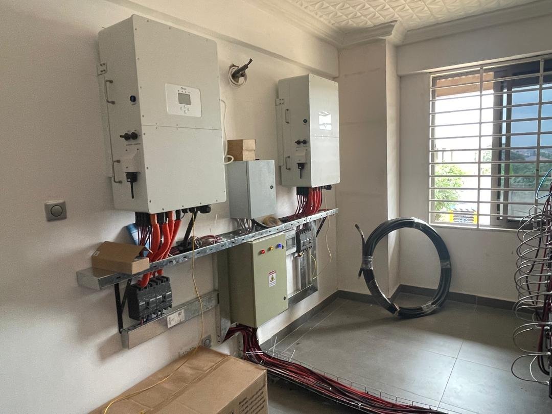 Solar inverter and battery units in the Brainsfield energy room